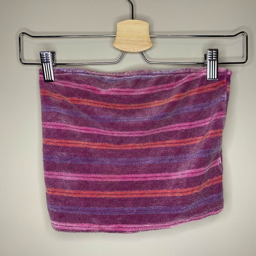 Urban Outfitters Terrycloth Pink and purple glitter stripe tube top